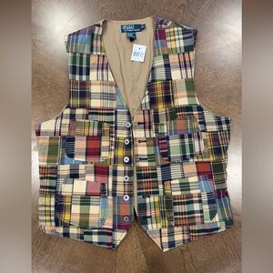 Ralph Lauren Vintage India Madras Patchwork Vest - Men’s Size L - NEW WITH TAGS